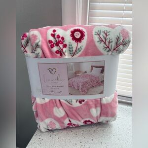 Lush Pink Floral Velvet Plush Blanket by Lumina Lou